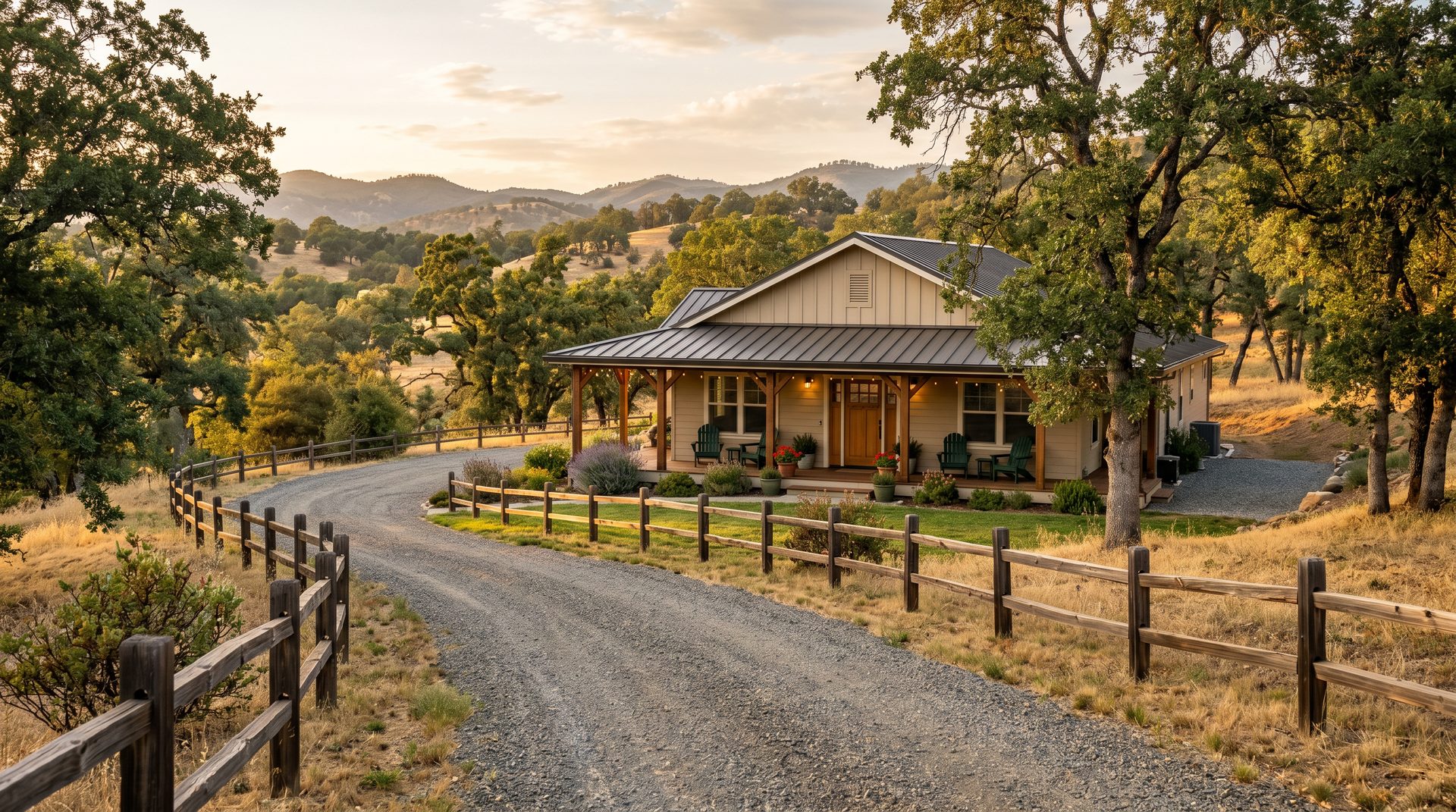 Charming ranch home on oak-studded Sierra foothill acreage near Prather, California